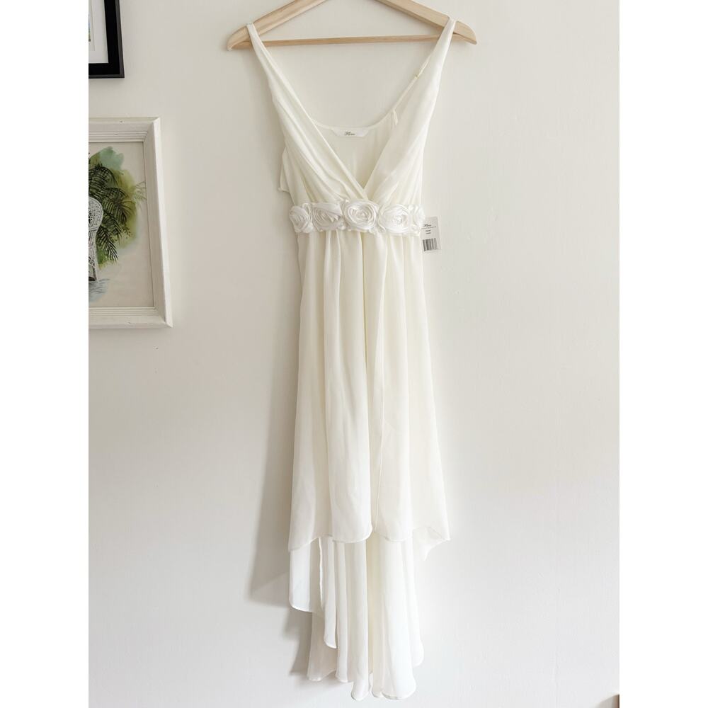 FLORA NIKROOZ Elizabeth White Chiffon Floral Dress Size Medium NEW